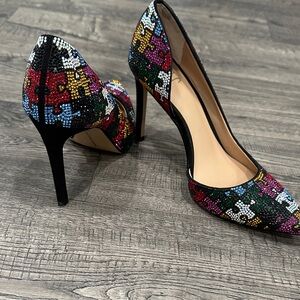 INC International Concepts Multicolor Puzzle Pattern Heels